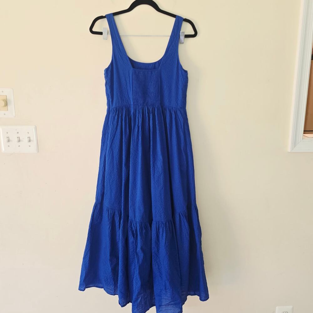 AYR The Magic Hour Blue Cotton Tiered Midi Dress Women's Size S - Picture 3 of 7